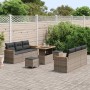 Conjunto de sofá de jardín con cojín 9 pcs Gris Poliratán