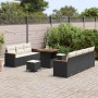 Conjunto de sofá de jardín con cojín 10 pcs Negro Poliratán