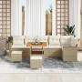 Conjunto de sofá de jardín con cojín Beige Poliratán