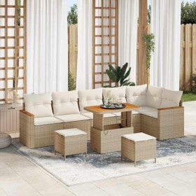 Conjunto de sofá de jardín con cojín Beige Poliratán Conjunto de sofá de jardín con cojín Beige Poliratán
