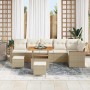 Conjunto de sofá de jardín con cojín Beige Poliratán