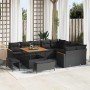 Conjunto de sofá de jardín 12 pcs Negro Rattan de Poliéster en Sofás de exterior | Comprar online en Foro24