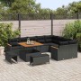 Conjunto de sofá de jardín 12 pcs Negro Rattan de Poliéster en Sofás de exterior | Comprar online en Foro24