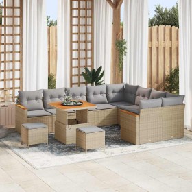 Conjunto de sofá de jardín con cojín Beige Poliratán Conjunto de sofá de jardín con cojín Beige Poliratán