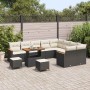 Conjunto de sofá de jardín 12 pcs Negro Rattan de Poliéster en Sofás de exterior | Comprar online en Foro24