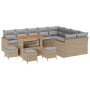 Conjunto de sofá de jardín 13 pcs Beige Rattan de Poliéster en Sofás de exterior | Comprar online en Foro24