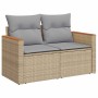 Conjunto de sofá de jardín 13 pcs Beige Rattan de Poliéster en Sofás de exterior | Comprar online en Foro24