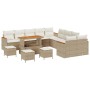 Conjunto de sofá de jardín con cojín 14 pcs Beige Poliratán