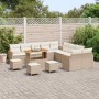 Conjunto de sofá de jardín con cojín 14 pcs Beige Poliratán