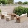 Conjunto de sofá de jardín con cojín 8 pcs Beige Poliratán