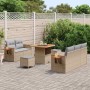 Conjunto de sofá de jardín con cojín 8 pcs Beige Poliratán