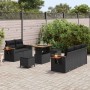 Conjunto de sofá de jardín con cojín 8 pcs Negro Poliratán