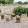 Conjunto de sofá de jardín con cojín Manual Beige Poliratán en Sofás de exterior | Comprar online en Foro24