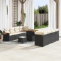 Conjunto de sofá de jardín con cojín 11 pcs Negro Poliratán