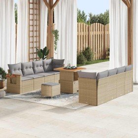 Conjunto de sofá de jardín con cojín Beige Poliratán en Sofás de exterior | Comprar online en Foro24