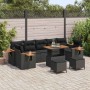 Conjunto de sofá de jardín 10 pcs Negro 90 x 55 x 71 cm