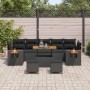 Conjunto de sofá de jardín 10 pcs Negro 90 x 55 x 71 cm
