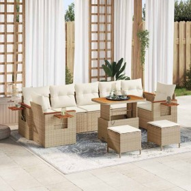 Conjunto de sofá de jardín 10 pcs Beige 90 x 55 x 71 cm