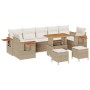 Conjunto de sofá de jardín 10 pcs Beige 90 x 55 x 71 cm