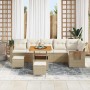 Conjunto de sofá de jardín con cojín Beige Poliratán en Sofás de exterior | Comprar online en Foro24