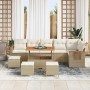 Conjunto de sofá de jardín con cojín 10 pcs Beige Poliratán
