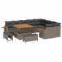 Conjunto de sofá de jardín con cojín 12 pcs Gris Poliratán