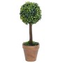Plantas de boj artificial 2 uds forma bola maceta verde 41 cm