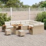 Conjunto de sofá de jardín con cojín 12 pcs Beige Poliratán