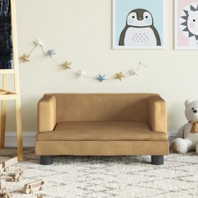 Sofá para niños de terciopelo marrón 60x40x30 cm