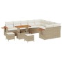 Conjunto de sofá de jardín con cojín 12 pcs Beige Poliratán