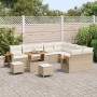 Conjunto de sofá de jardín con cojín 12 pcs Beige Poliratán