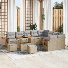 Conjunto de sofá de jardín con cojín Beige Poliratán en Sofás de exterior | Comprar online en Foro24
