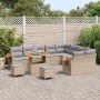 Conjunto de sofá de jardín con cojín 12 pcs Beige Poliratán