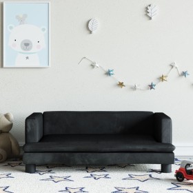 Sofá para niños de terciopelo negro 80x45x30 cm