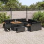 Conjunto de sofá de jardín con cojín 13 pcs Negro Poliratán