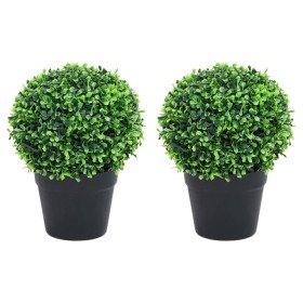 Plantas de boj artificial 2 uds forma bola maceta verde 37 cm
