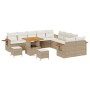 Conjunto de sofá de jardín con cojín 13 pcs Beige Poliratán