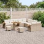Conjunto de sofá de jardín con cojín 13 pcs Beige Poliratán