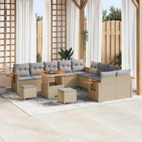 Conjunto de sofá de jardín con cojín Beige Poliratán en Sofás de exterior | Comprar online en Foro24