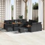 Conjunto de sofá de jardín con cojín 13 pcs Negro Poliratán