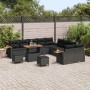 Conjunto de sofá de jardín con cojín 13 pcs Negro Poliratán