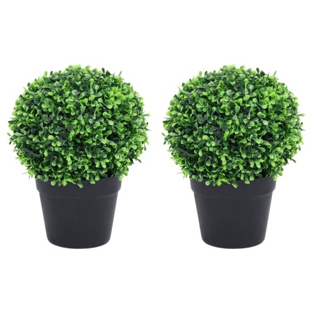 Plantas de boj artificial 2 uds forma bola maceta verde 32 cm