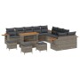 Conjunto de sofá de jardín con cojín 14 pcs Gris Poliratán
