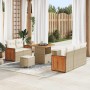 Conjunto de sofá de jardín con cojín 8 pcs Beige Poliratán