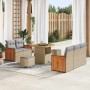 Conjunto de sofá de jardín con cojín 8 pcs Beige Poliratán