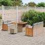 Conjunto de sofá de jardín con cojín 8 pcs Beige Poliratán