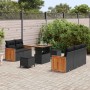 Conjunto de sofá de jardín con cojín 8 pcs Negro Poliratán