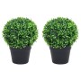 Plantas de boj artificial 2 uds forma bola maceta verde 27 cm