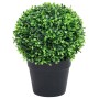 Plantas de boj artificial 2 uds forma bola maceta verde 27 cm