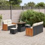 Conjunto de sofá de jardín con cojín 8 pcs Negro Poliratán